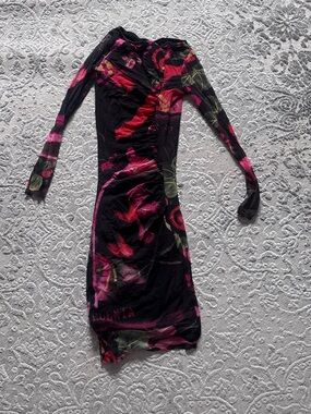 Jean Paul Gaultier Black and Pink Long Sleeve Dress
